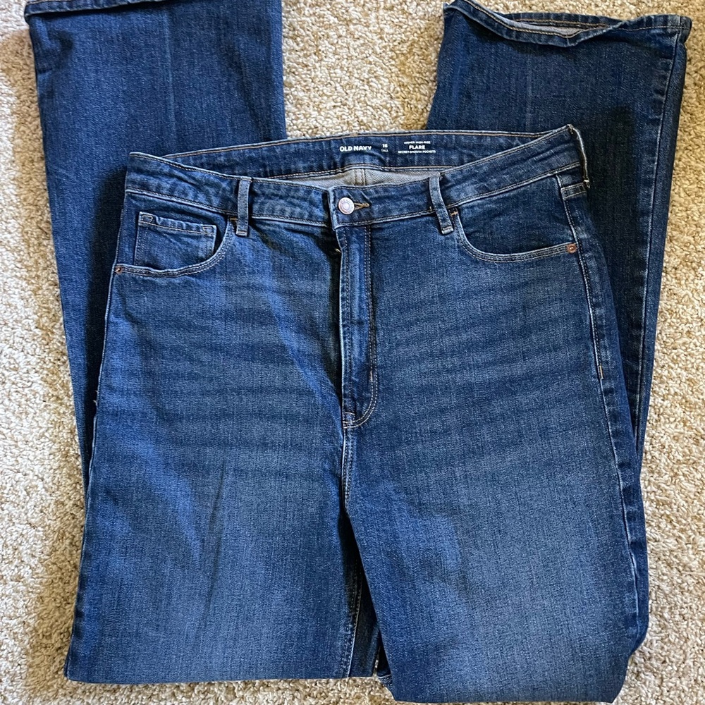 Old Navy Women's Flare & Wide Leg Jeans - Dark Blue